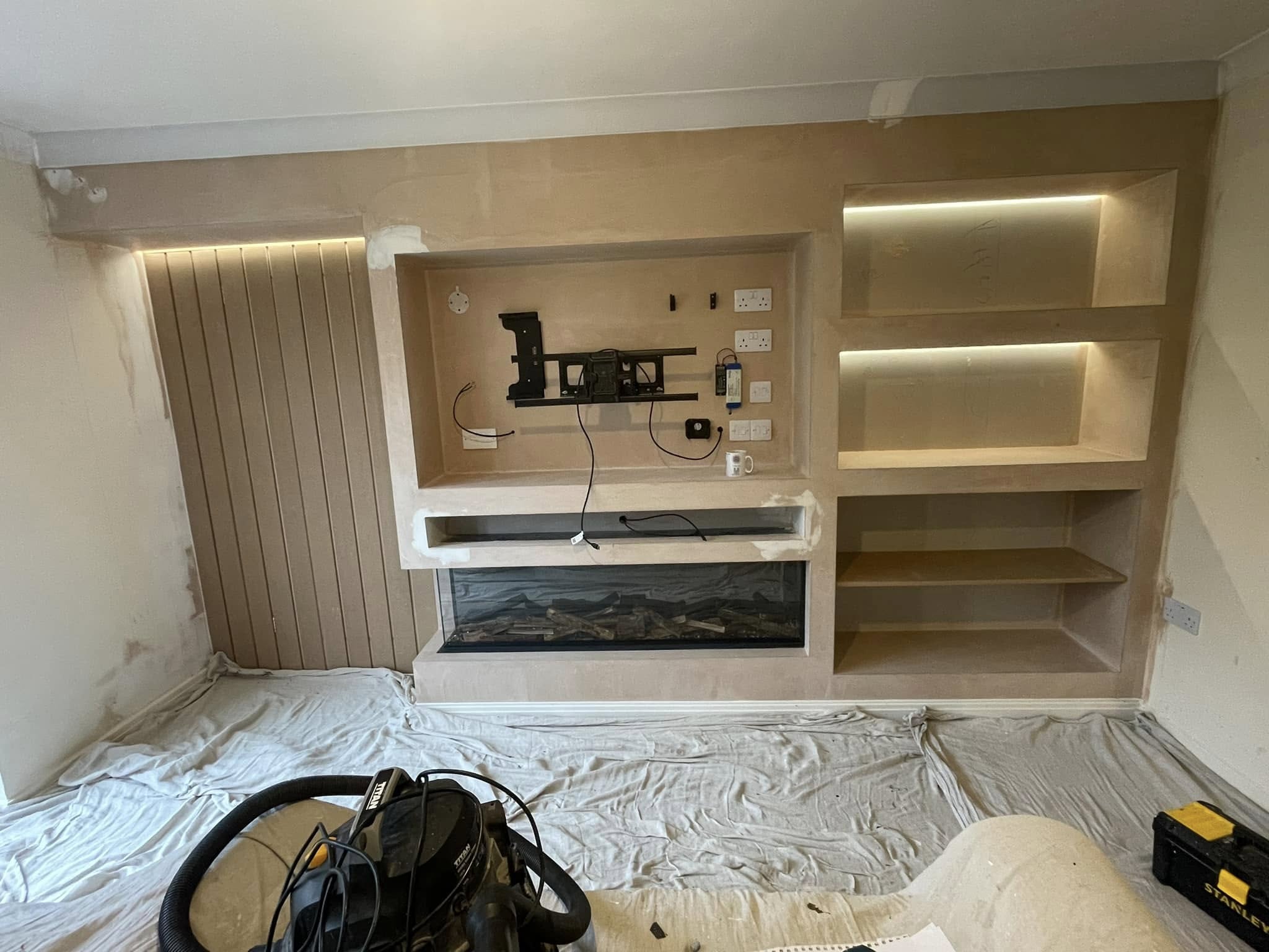 Media Wall & Living Room Decorated